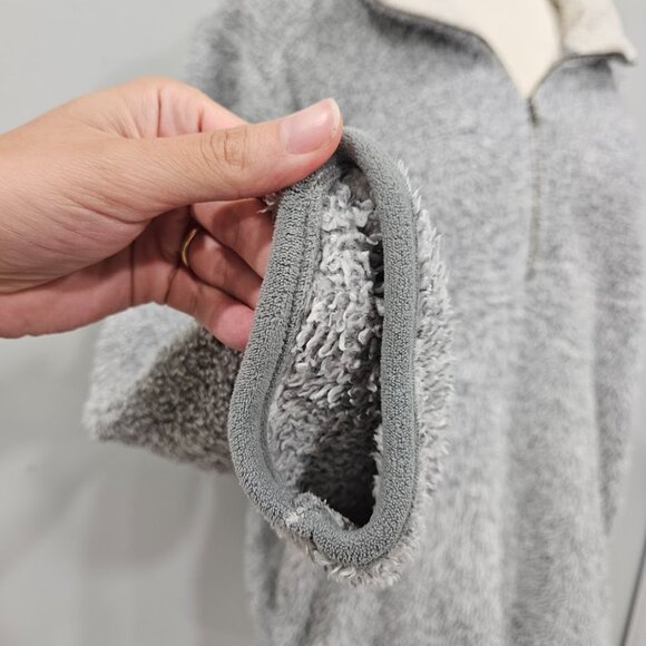 Entro Fuzzy Gray Sherpa Quarter Zip Long Sleeve Grey Pullover Sweatshirt Medium - Picture 5 of 13